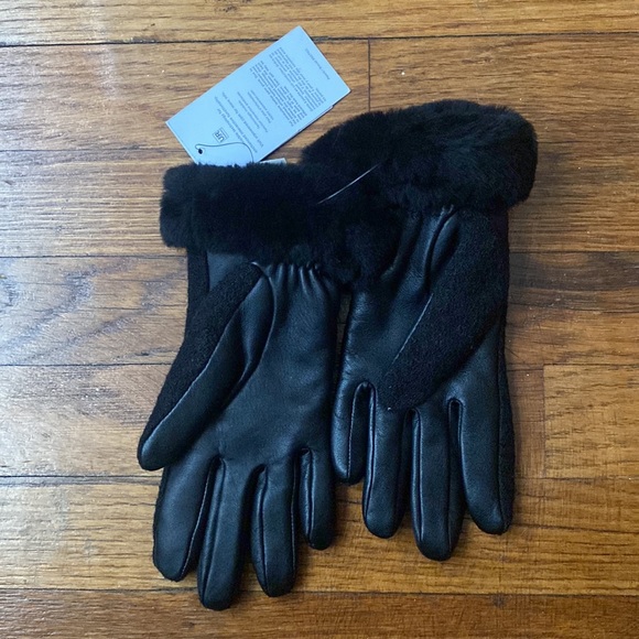 UGG Women’s Fabric and Leather Shorty Gloves - Picture 3 of 6